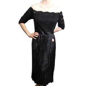Black Gown Size 12 Long Formal Sexy Lace Dress Party PROM British Bombshell NWT